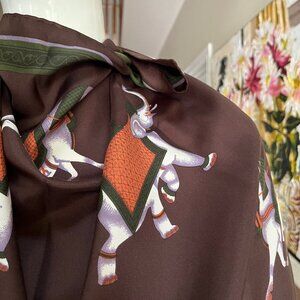 Rani Anabella 100% Silk Scarf - Horses and Elephants - Authentic